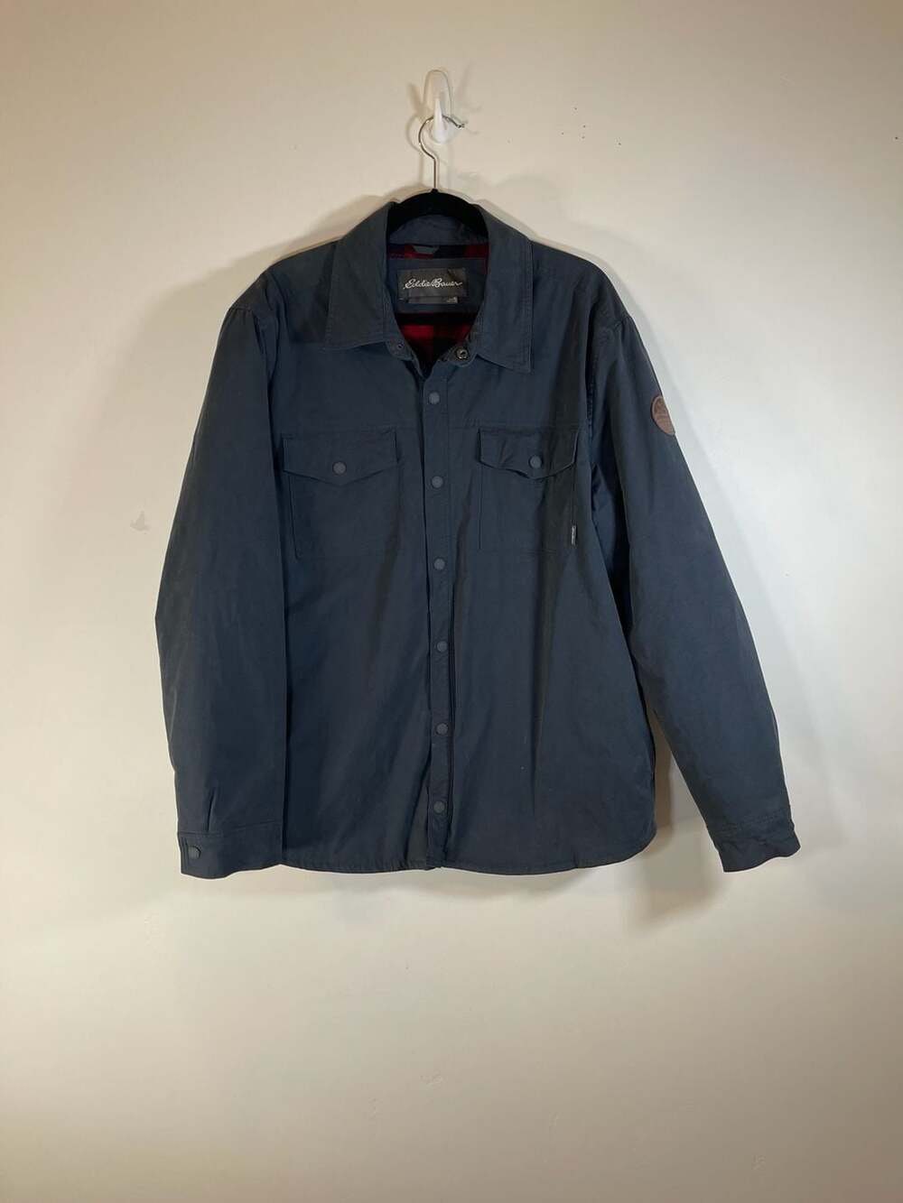 Eddie Bauer Men's Fleece-Lined Shirt Jacket, Navy Blue, Size XL